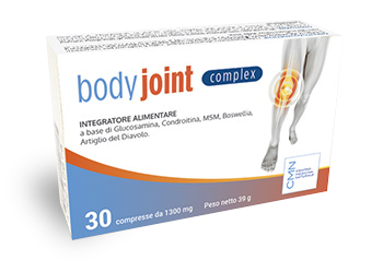 Body Joint, a base di glucosamina, condroitina, MSM, boswellia e artiglio del diavolo.